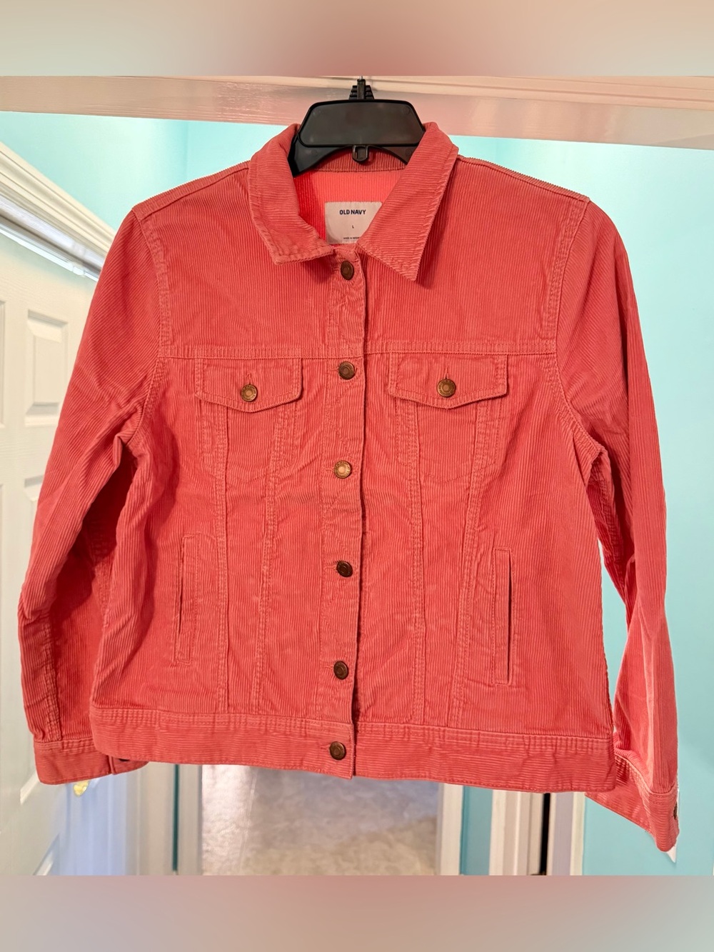 Old Navy Coral Corduroy Jacket Women’s Size Large EUC